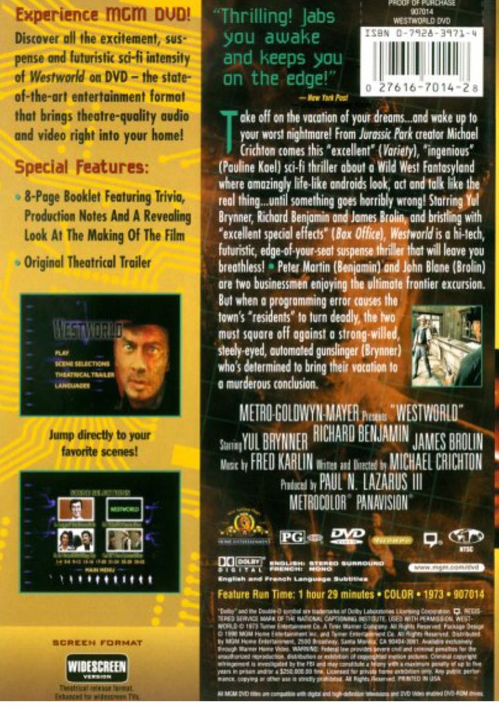 Westworld DVD movie collectible [Barcode 7321921500978] - Main Image 2