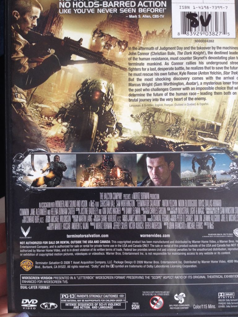 Terminator 4 Salvation DVD movie collectible [Barcode 883929038275] - Main Image 2