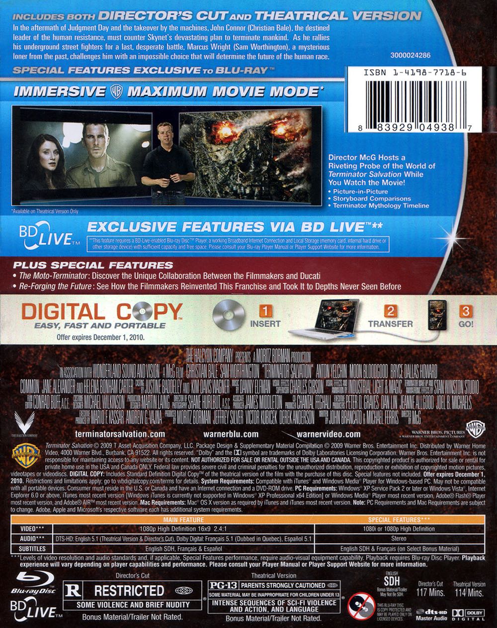Terminator 4: Salvation Blu-ray movie collectible [Barcode 883929108824] - Main Image 2