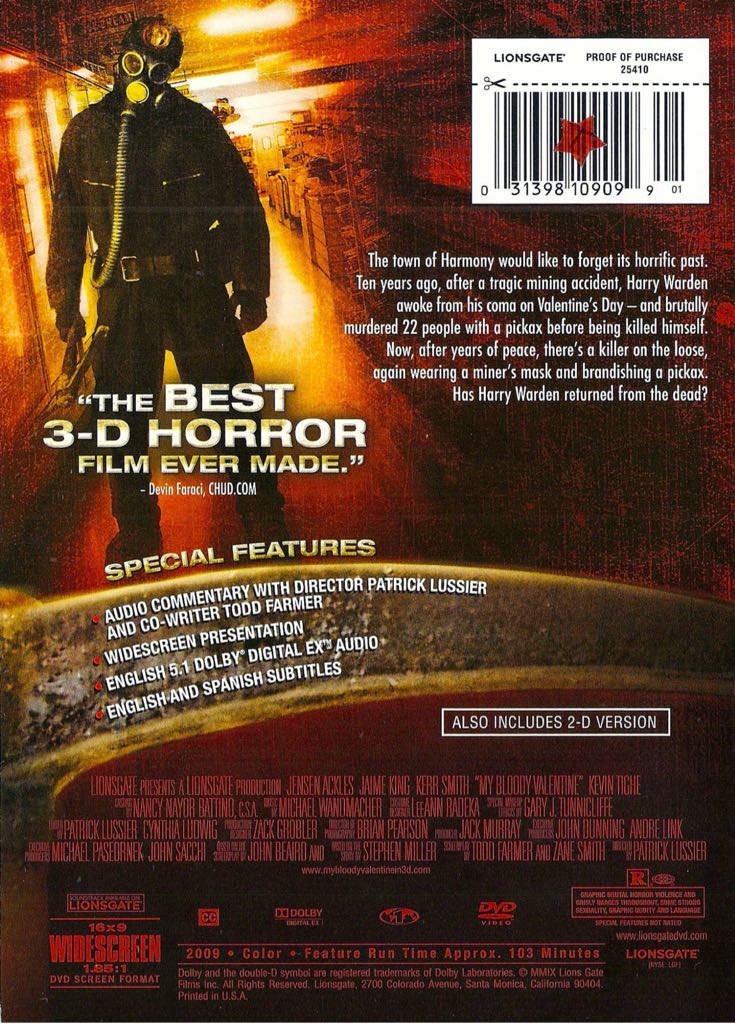 My Bloody Valentine DVD movie collectible [Barcode 5060052417220] - Main Image 2
