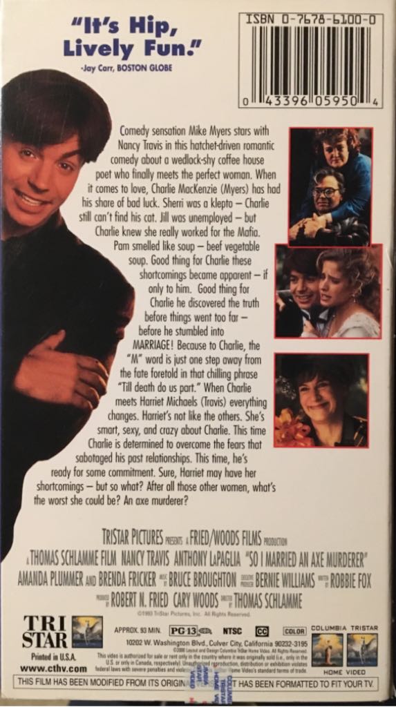 So I Married an Axe Murderer VHS movie collectible [Barcode 043396059504] - Main Image 2