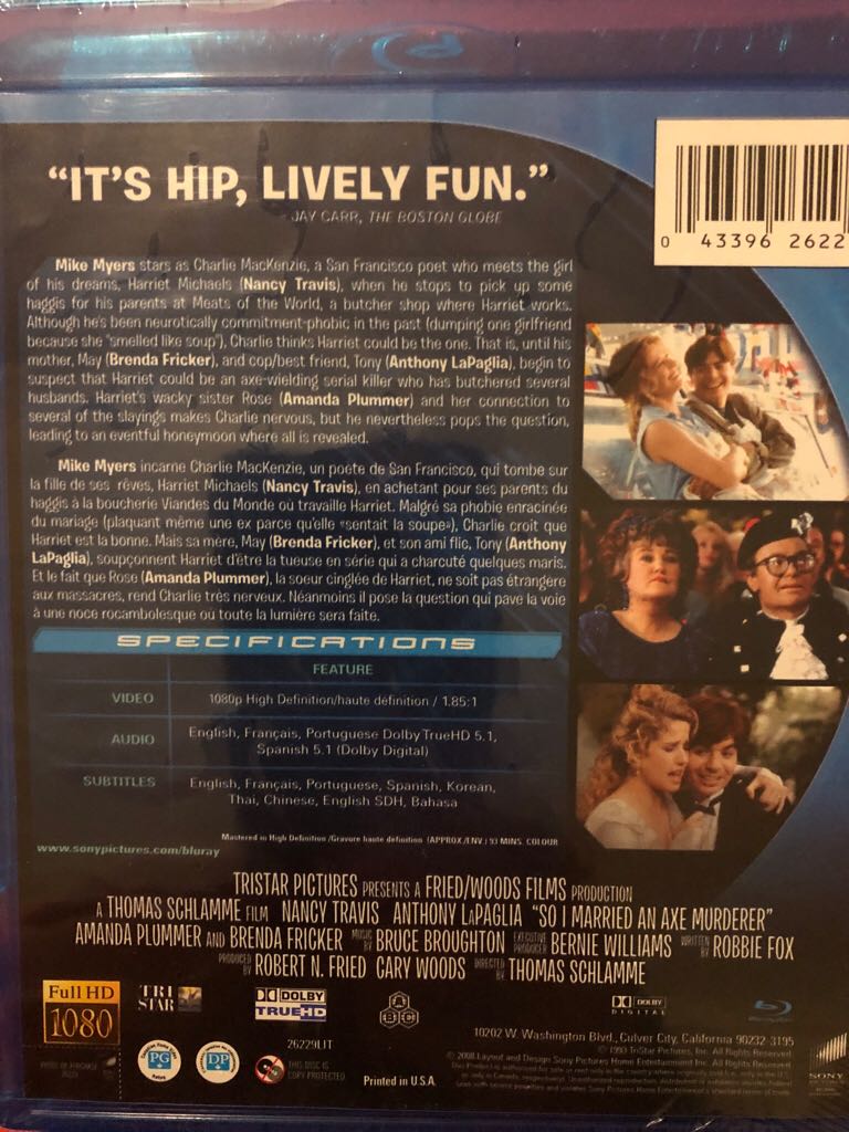 So I Married an Axe Murderer Blu-ray movie collectible [Barcode 043396262294] - Main Image 2