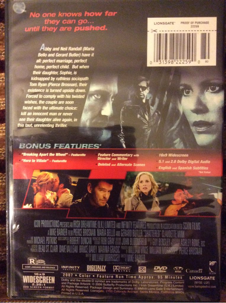 Shattered DVD movie collectible [Barcode 031398222590] - Main Image 2