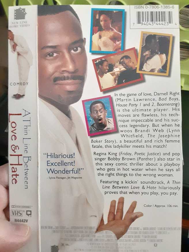 A Thin Line Between Love and Hate (794043444234 - VHS) VHS movie collectible [Barcode 794043444234] - Main Image 2