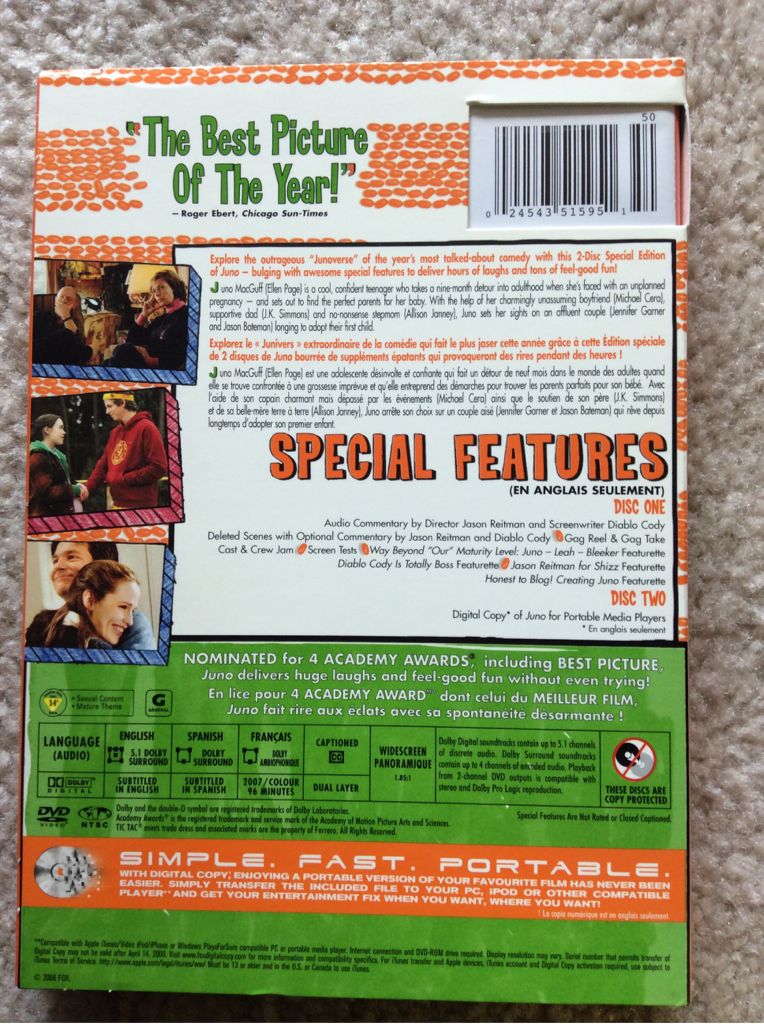 Juno DVD movie collectible [Barcode 024543515951] - Main Image 2