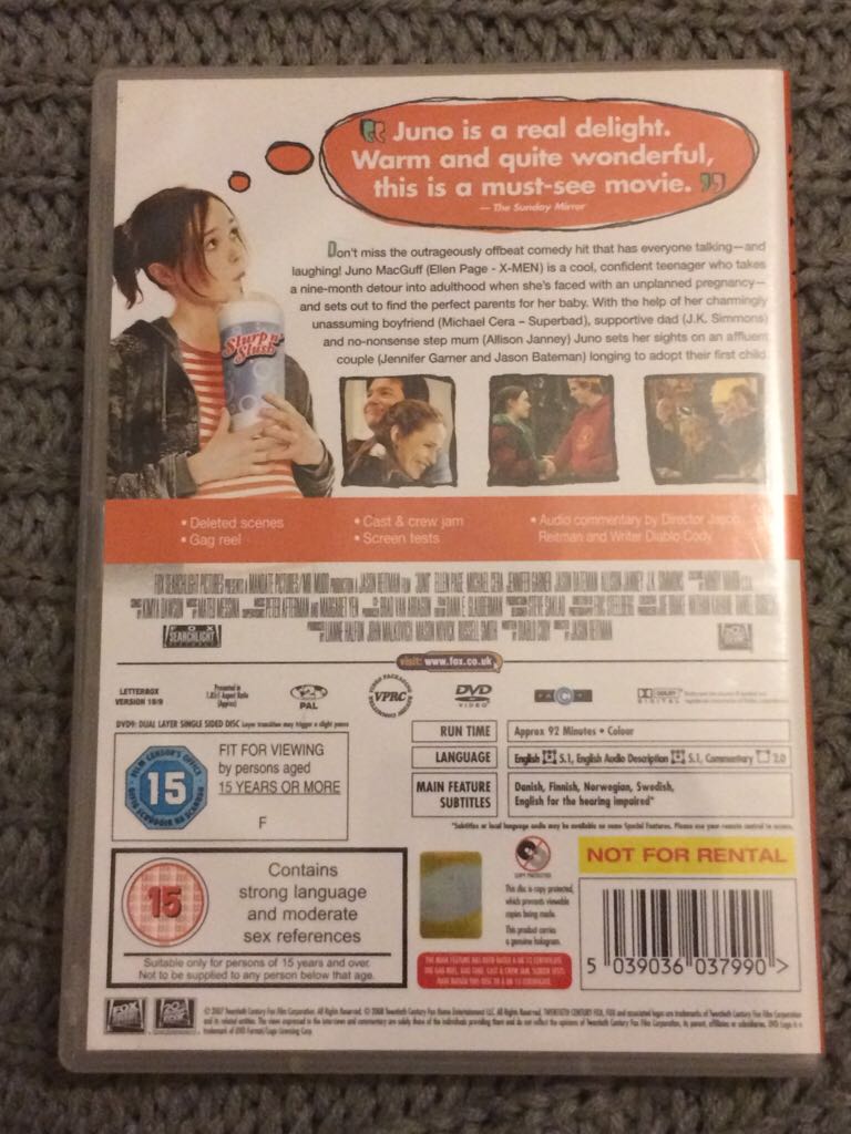 Juno DVD movie collectible [Barcode 5039036037990] - Main Image 2