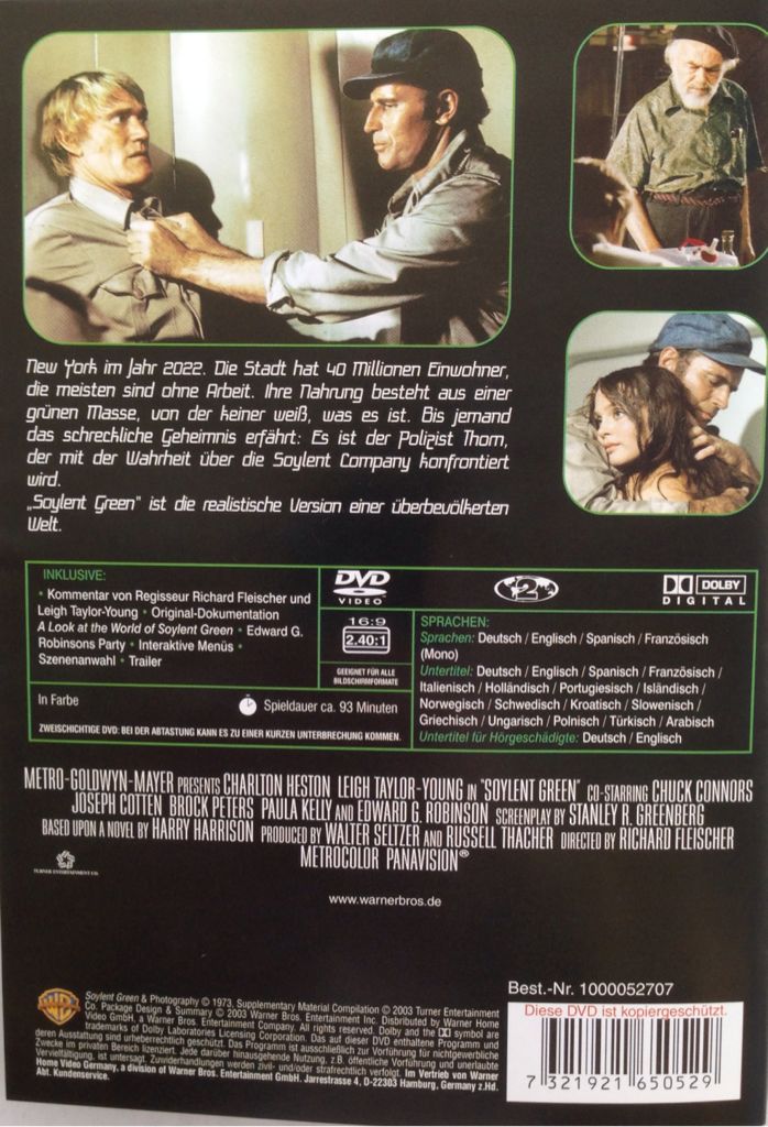 Charlton Heston: Soylent Green DVD movie collectible [Barcode 7321921650529] - Main Image 2