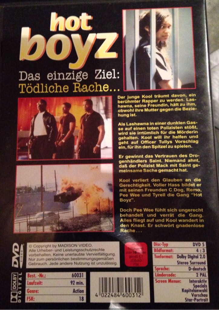 Hot Boyz (Justice De Rue) VHS movie collectible [Barcode 4022484600312] - Main Image 2