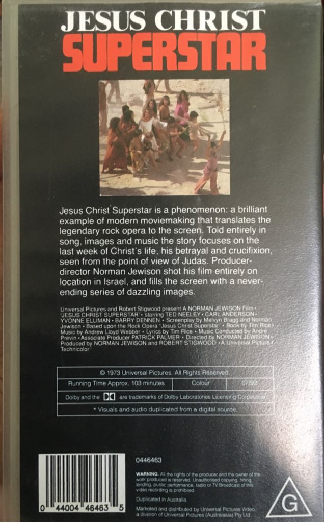 Jesus Christ Superstar VHS movie collectible [Barcode 5014437517395] - Main Image 2