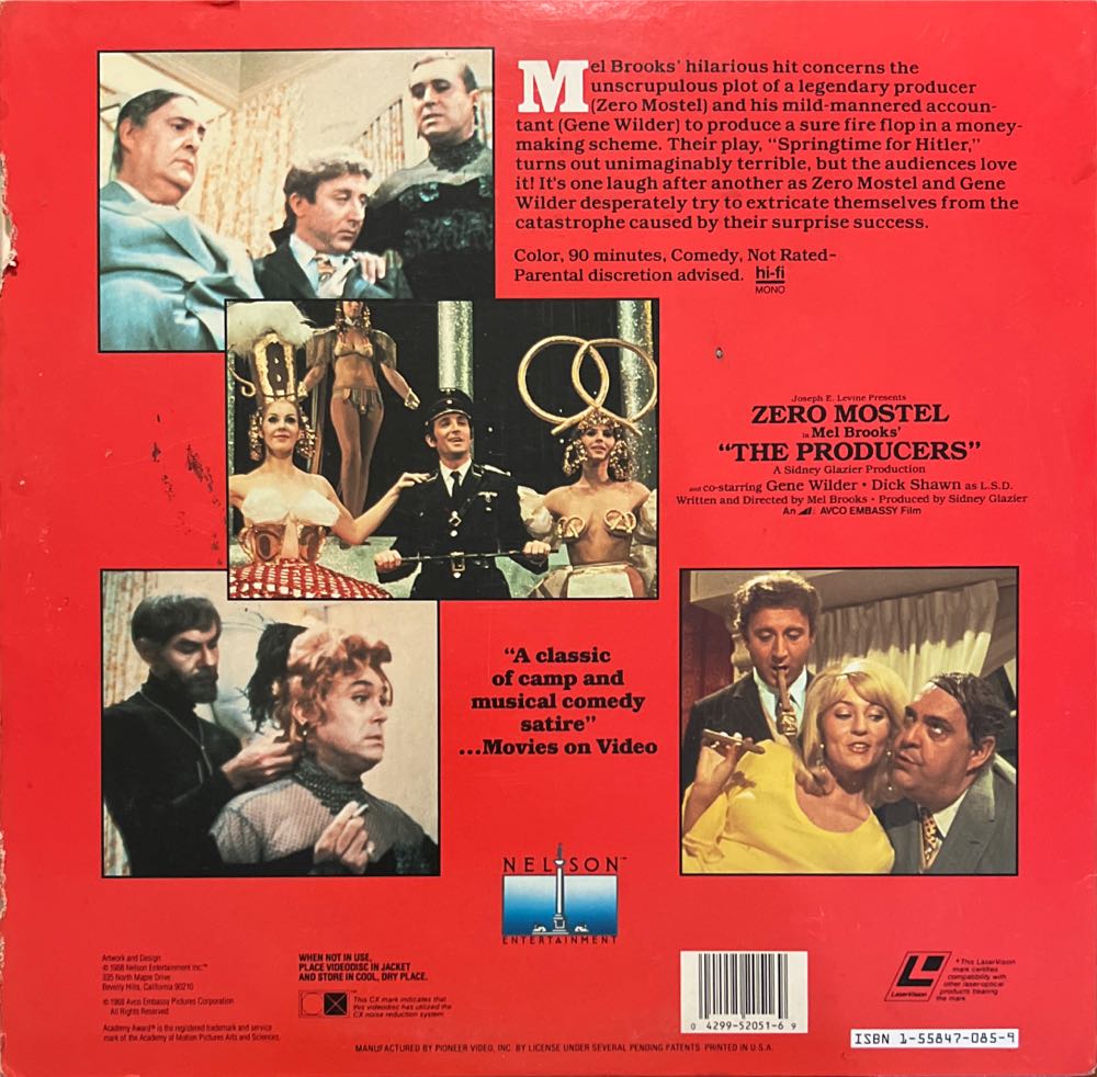 The Producers Laser Disc movie collectible [Barcode 042995205169] - Main Image 2