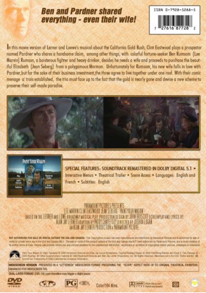 Paint Your Wagon DVD movie collectible [Barcode 9317206045652] - Main Image 2