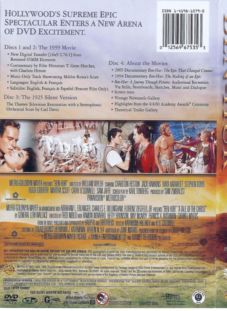 Ben Hur [4 Disc, SE] DVD movie collectible [Barcode 7321900675352] - Main Image 2