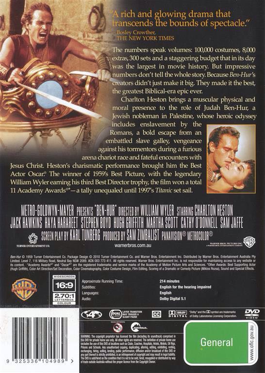Ben-Hur DVD movie collectible [Barcode 9325336104989] - Main Image 2