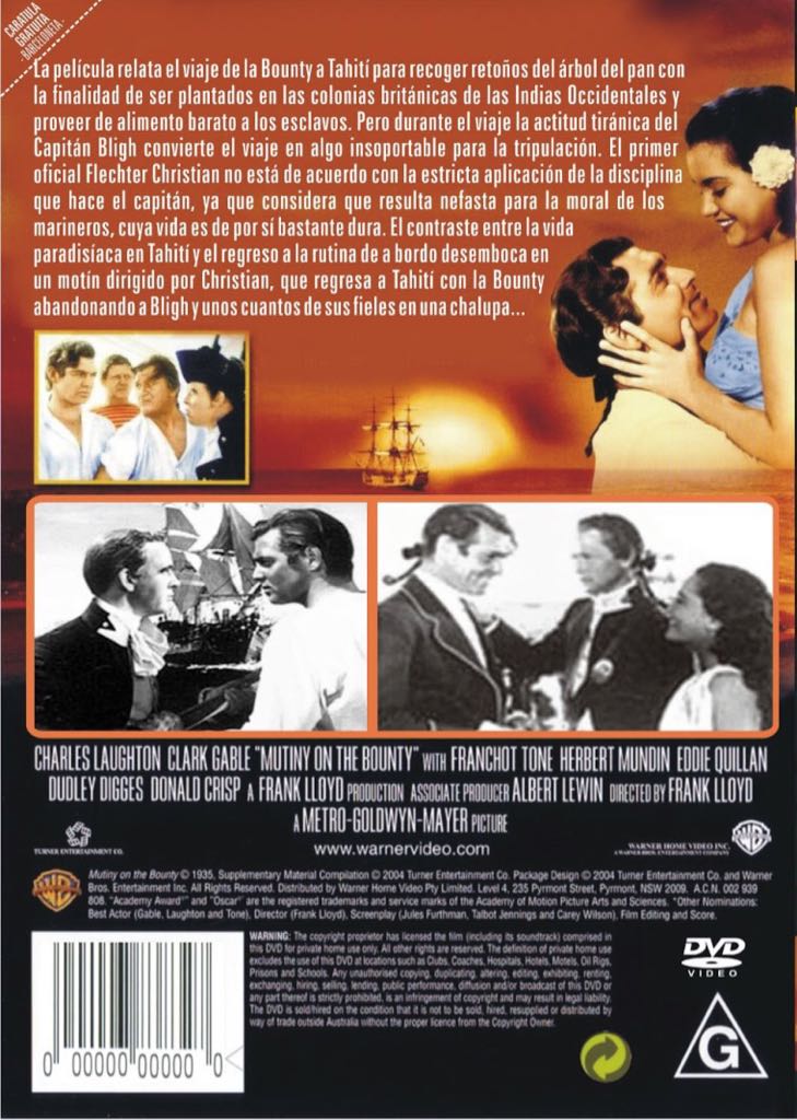 Mutiny on the Bounty DVD movie collectible [Barcode 012569509023] - Main Image 2