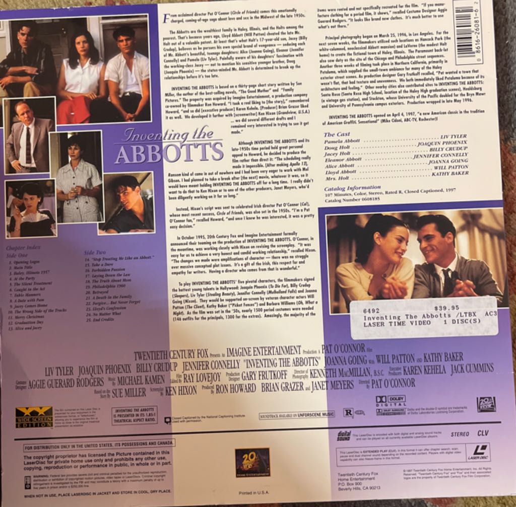 Inventing the Abbotts DVD movie collectible [Barcode 086162608155] - Main Image 2