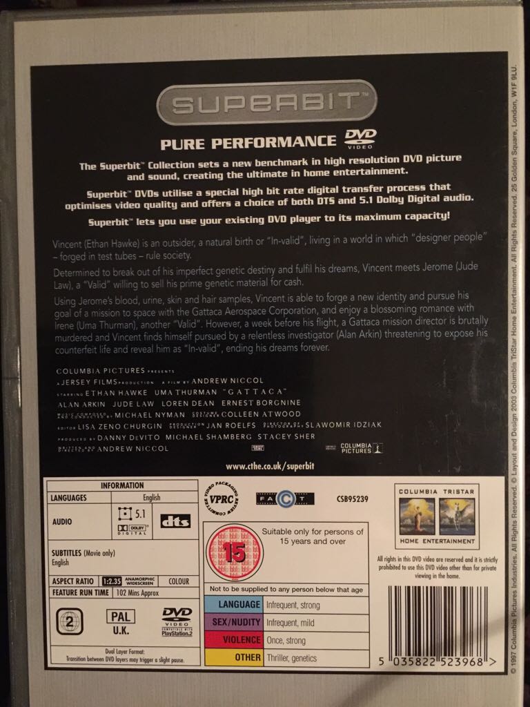 Gattaca DVD movie collectible [Barcode 5035822523968] - Main Image 2