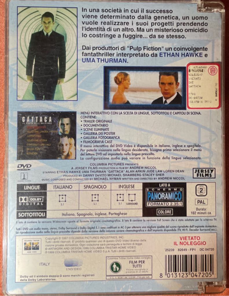 Gattaca - A Experiência Genética DVD movie collectible [Barcode 8013123047205] - Main Image 2