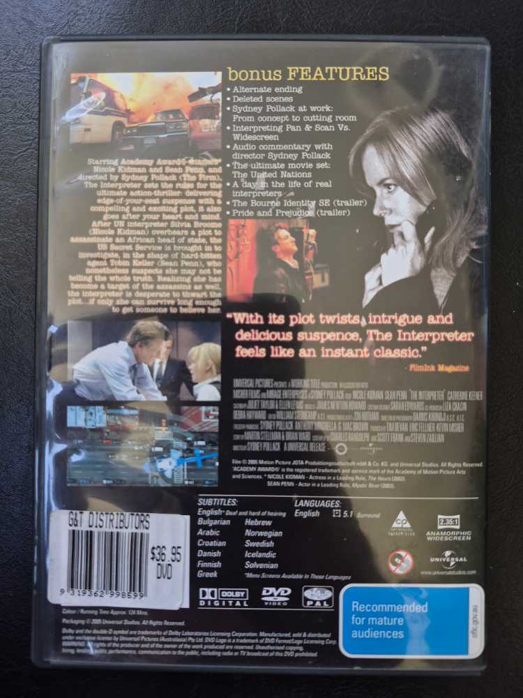 The Interpreter DVD movie collectible [Barcode 5050582346565] - Main Image 3