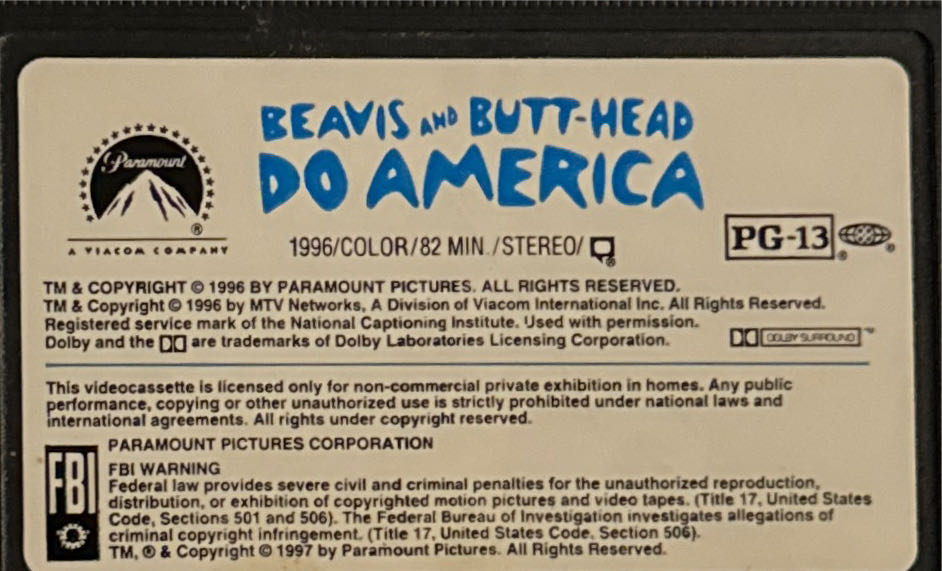 Beavis and Butt-Head Do America VHS movie collectible [Barcode 9736155614] - Main Image 2