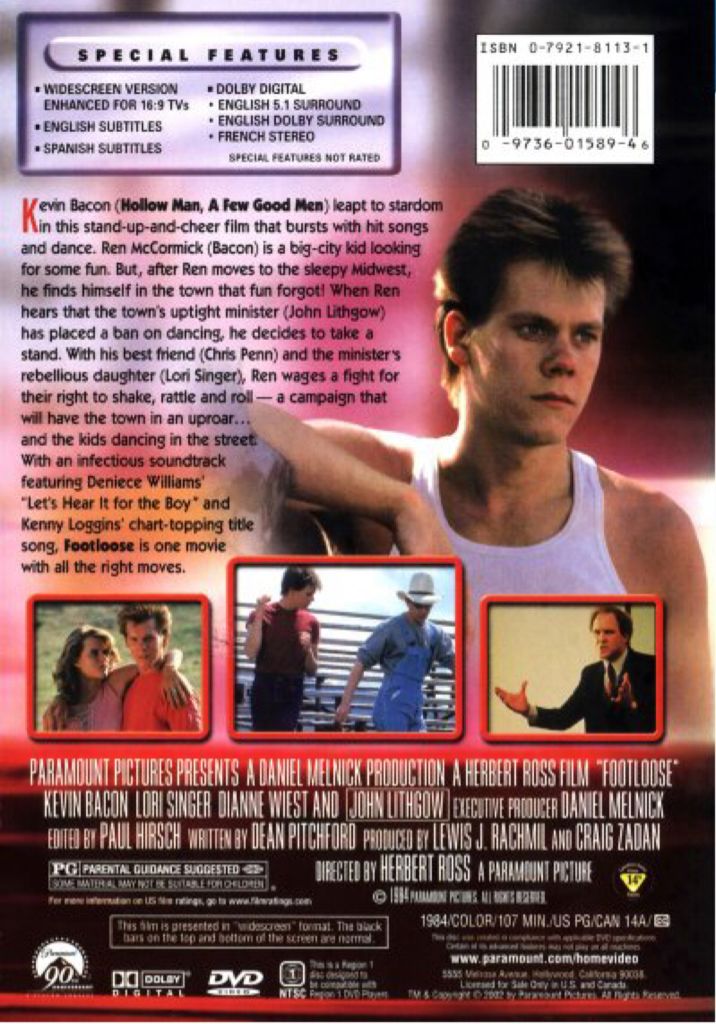 Footloose DVD movie collectible [Barcode 5014437824530] - Main Image 2