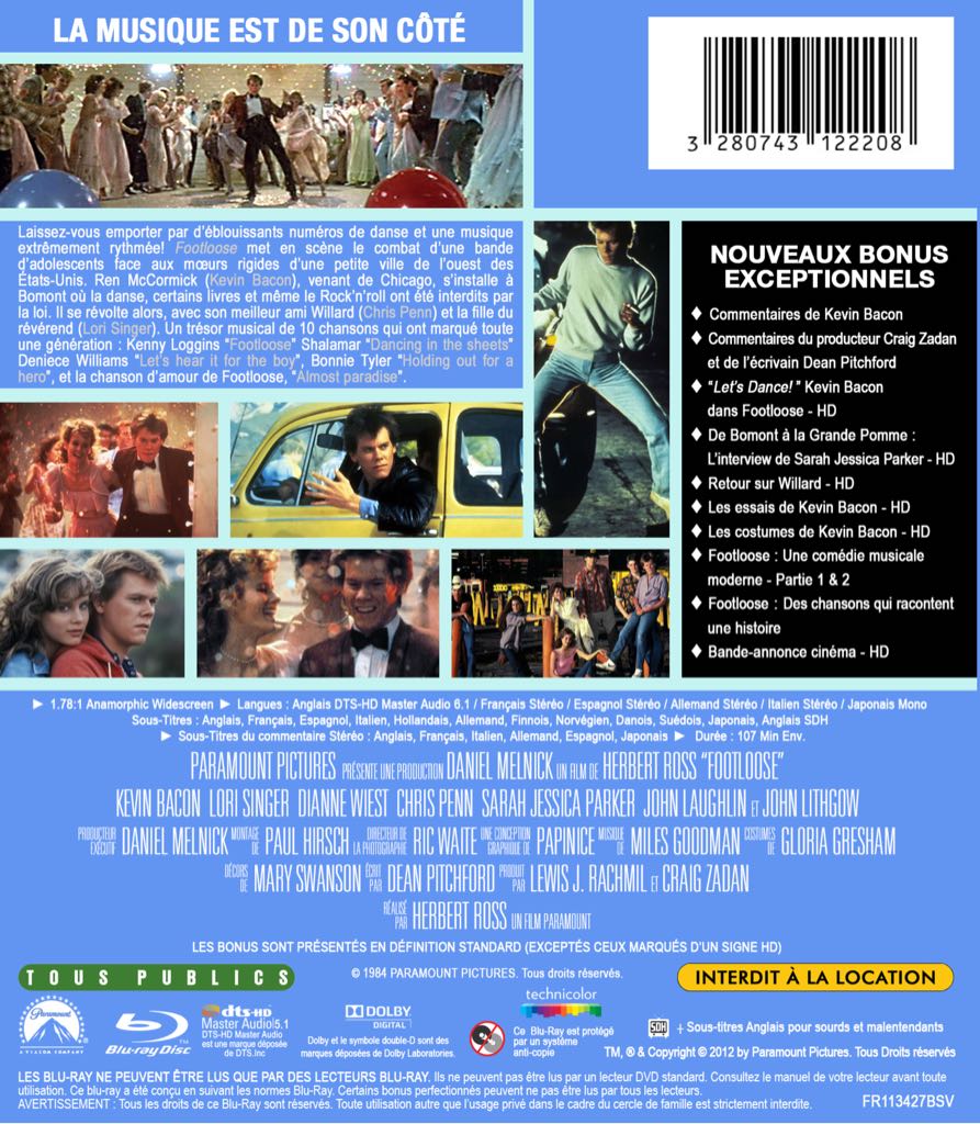 Footloose Blu-ray movie collectible [Barcode 7332431037298] - Main Image 2