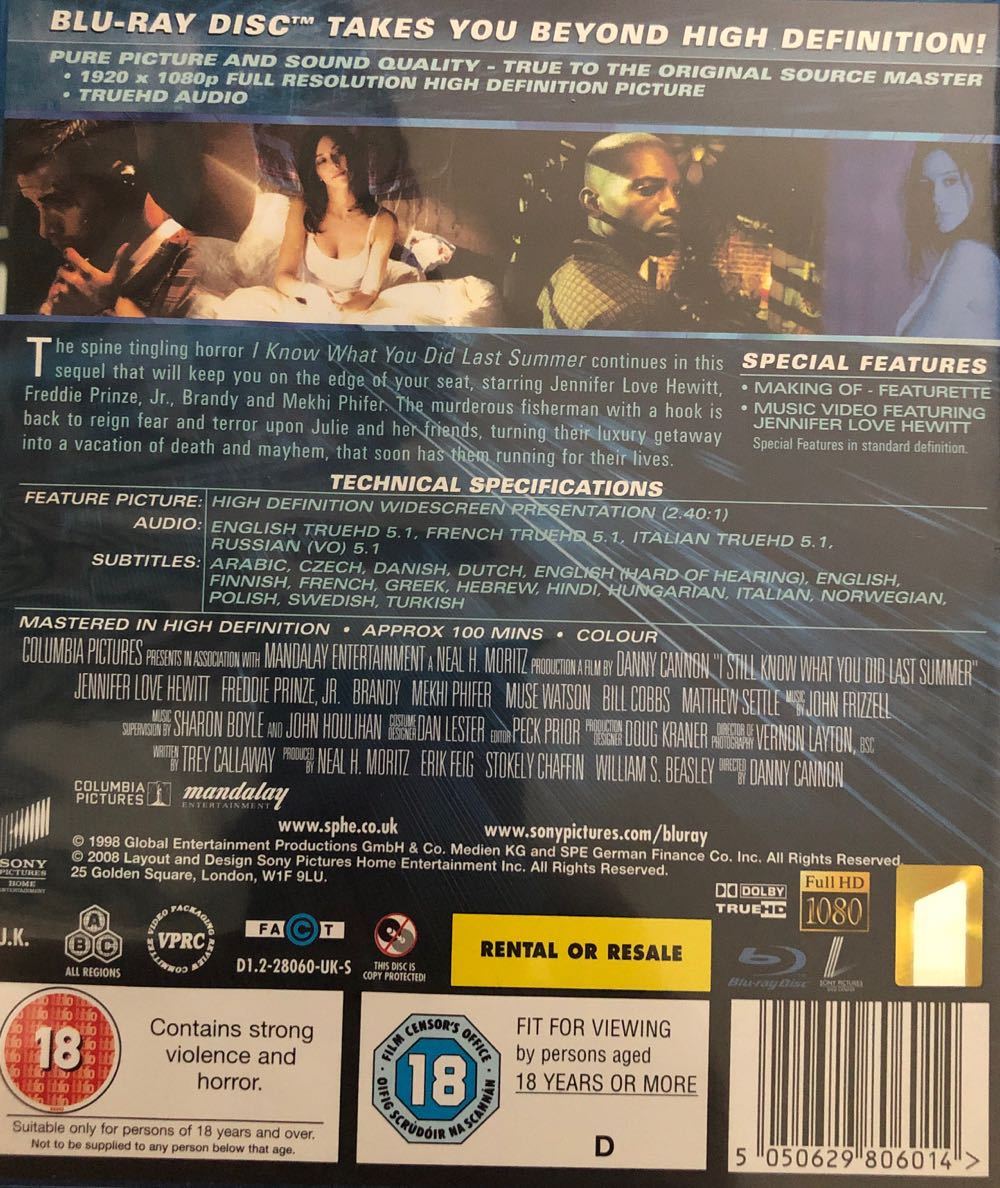 I Still Know What You Did Last Summer Blu-ray movie collectible [Barcode 5050629806014] - Main Image 2