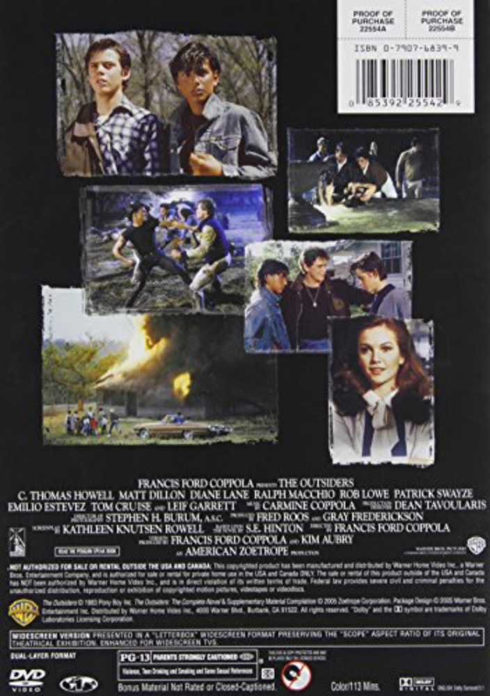 The Outsiders DVD movie collectible [Barcode 012569705968] - Main Image 2