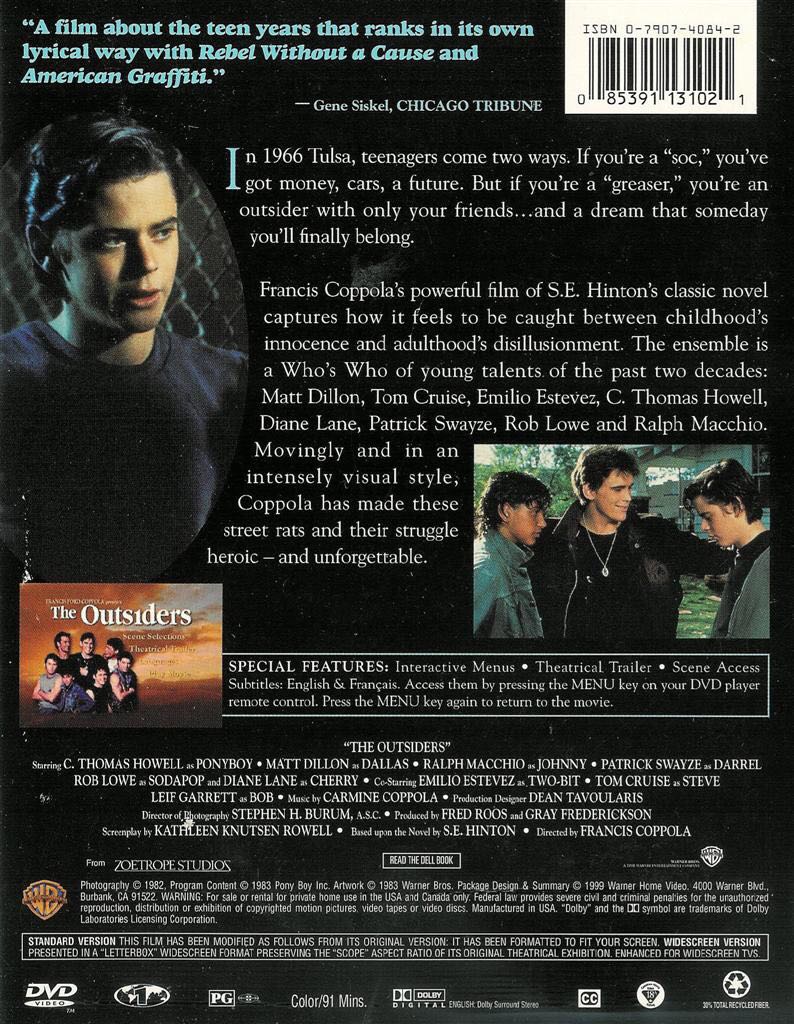 The Outsiders DVD movie collectible [Barcode 883929417773] - Main Image 2