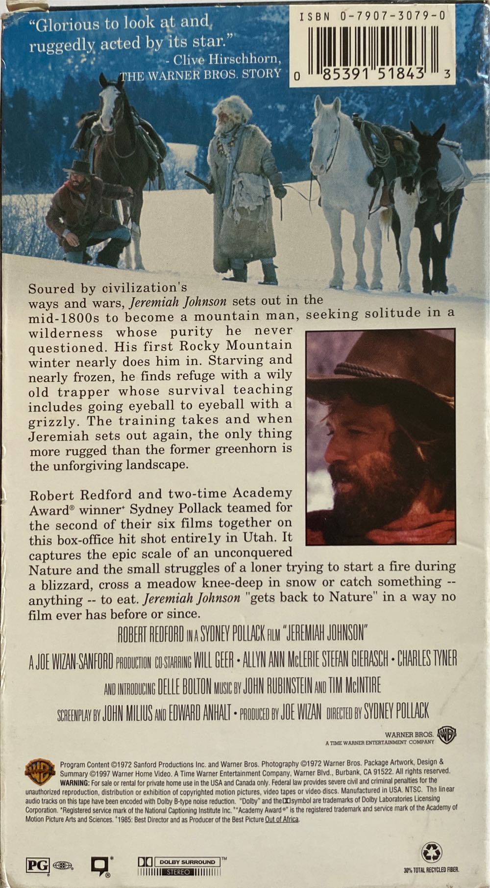 Jeremiah Johnson VHS movie collectible [Barcode 085391518433] - Main Image 2