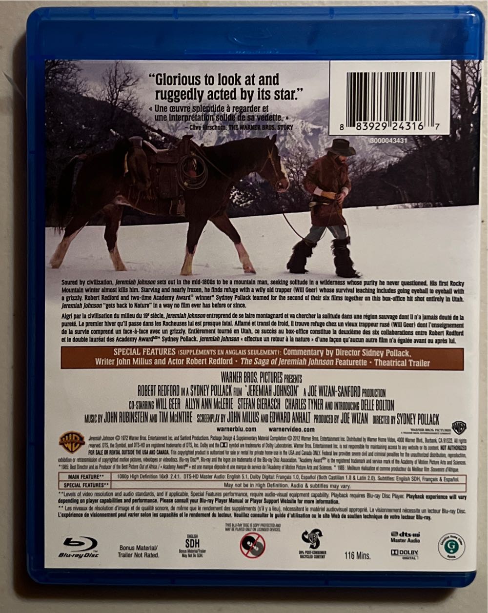 Jeremiah Johnson Blu-ray movie collectible [Barcode 883929243167] - Main Image 2
