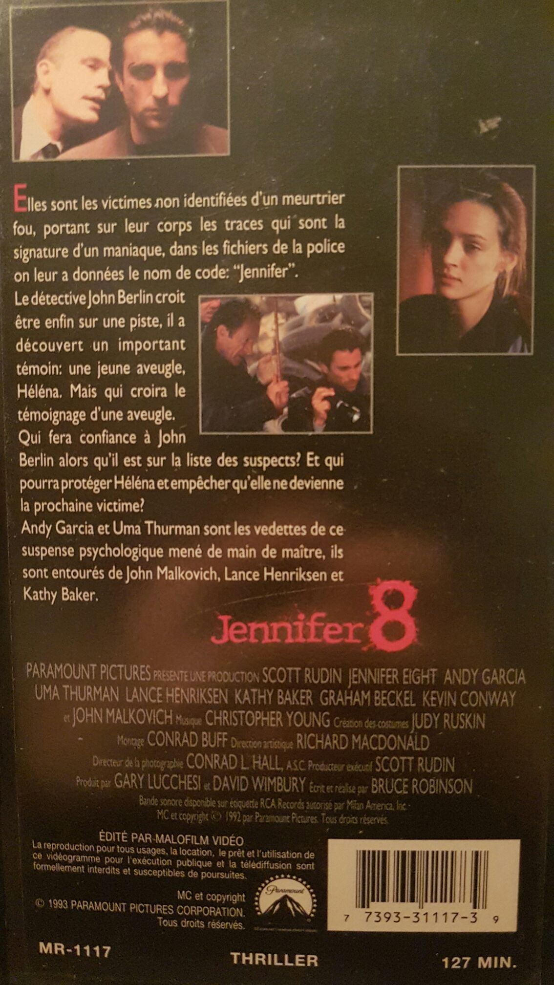 Jennifer 8 VHS movie collectible [Barcode 097363249535] - Main Image 2