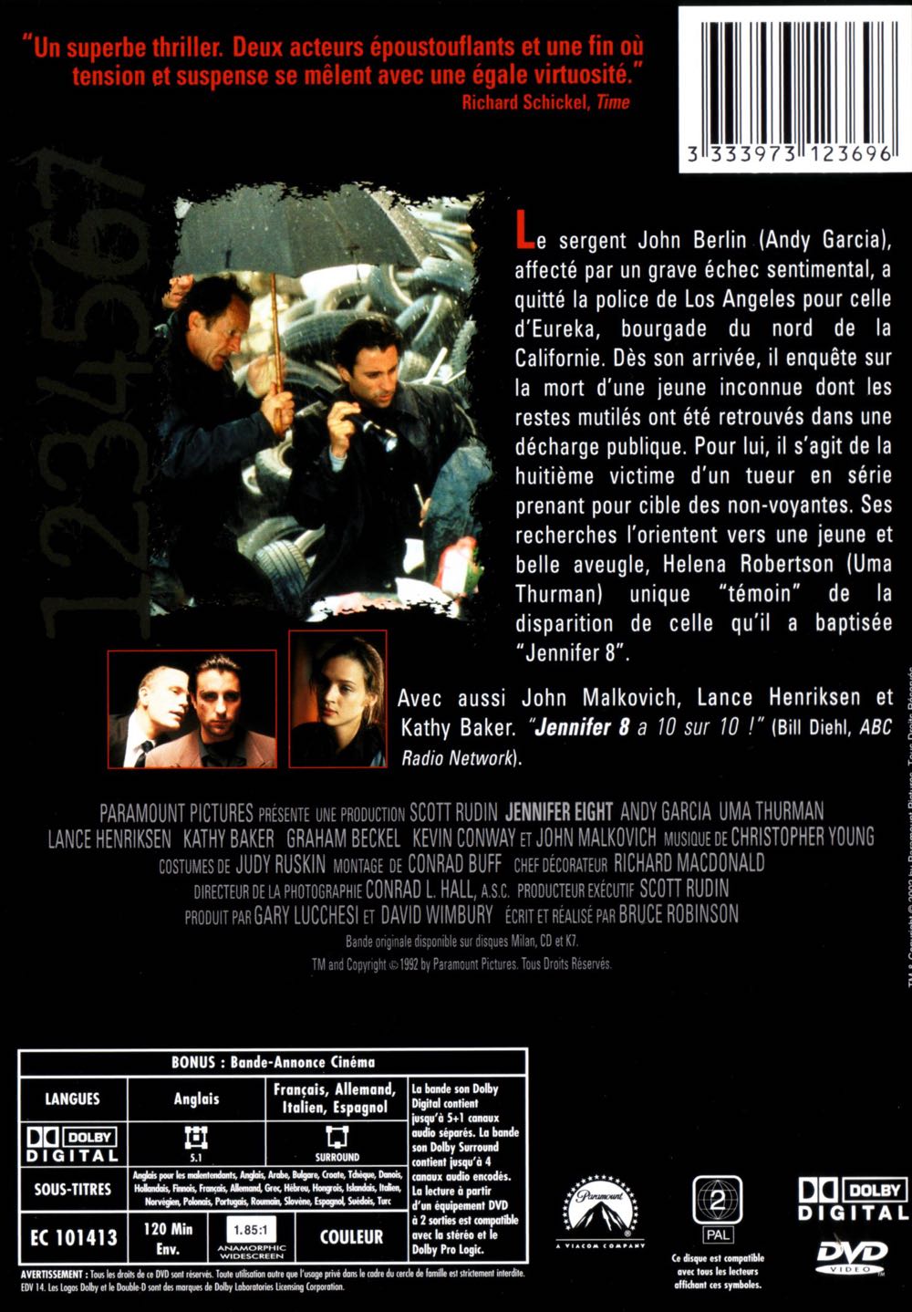 Jennifer 8 DVD movie collectible [Barcode 4010884503838] - Main Image 2