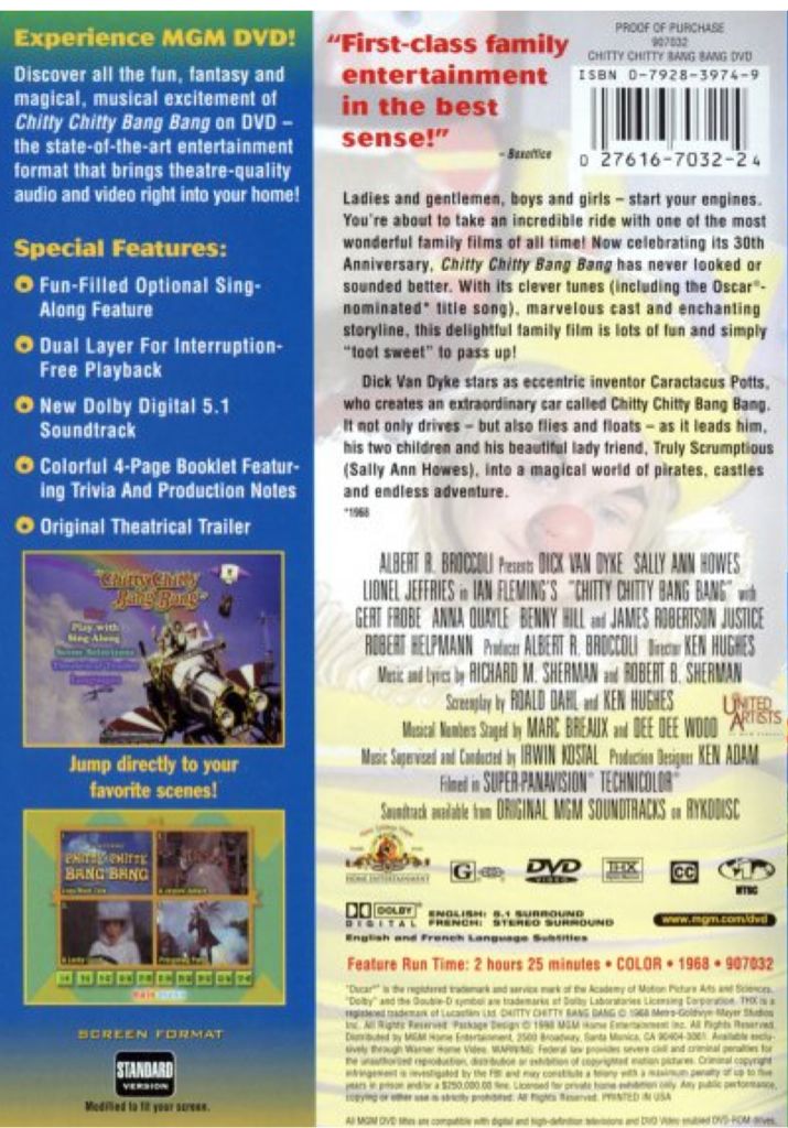 C1.  Chitty Chitty Bang Bang DVD movie collectible [Barcode 883904254751] - Main Image 2