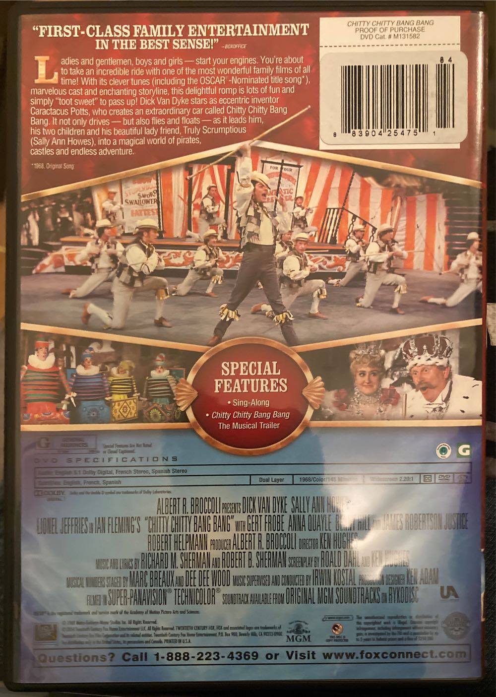 C1.  Chitty Chitty Bang Bang DVD movie collectible [Barcode 883904254751] - Main Image 4