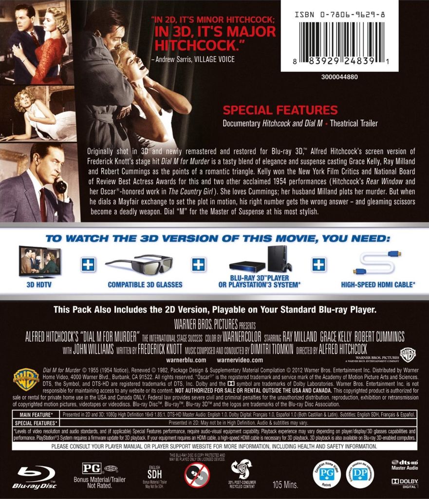 Dial M for Murder Blu-ray movie collectible [Barcode 883929276141] - Main Image 2