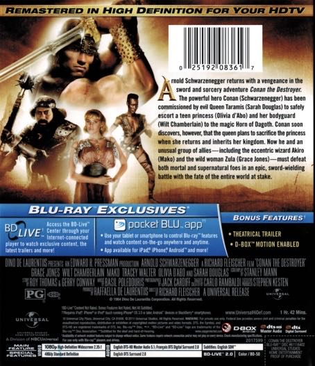 Conan the Destroyer/m Blu-ray movie collectible [Barcode 025192146091] - Main Image 2