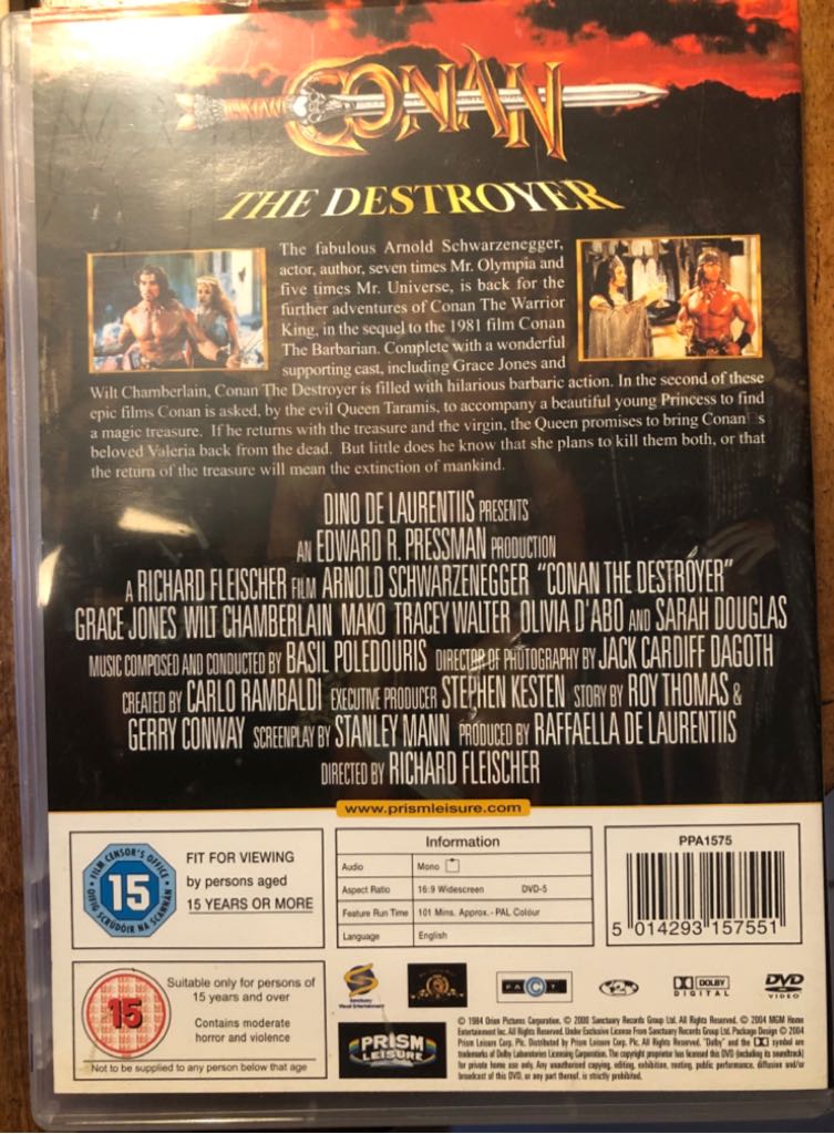 Conan the Destroyer DVD movie collectible [Barcode 5014293157551] - Main Image 2