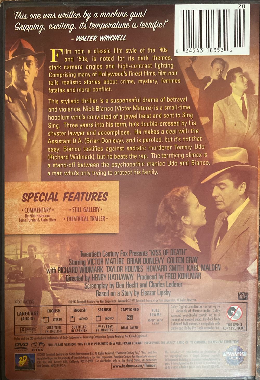 Kiss of Death DVD movie collectible [Barcode 024543762980] - Main Image 2