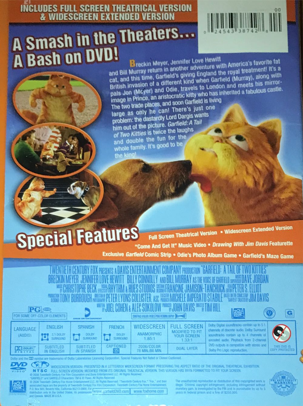Garfield: A Tale of Two Kitties DVD movie collectible [Barcode 024543387428] - Main Image 2