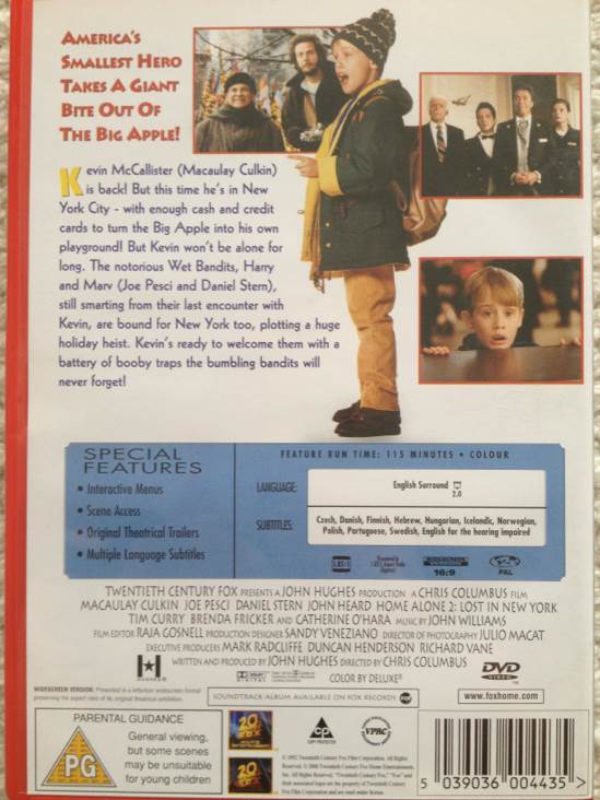 Home Alone 2 DVD movie collectible [Barcode 5039036004435] - Main Image 2