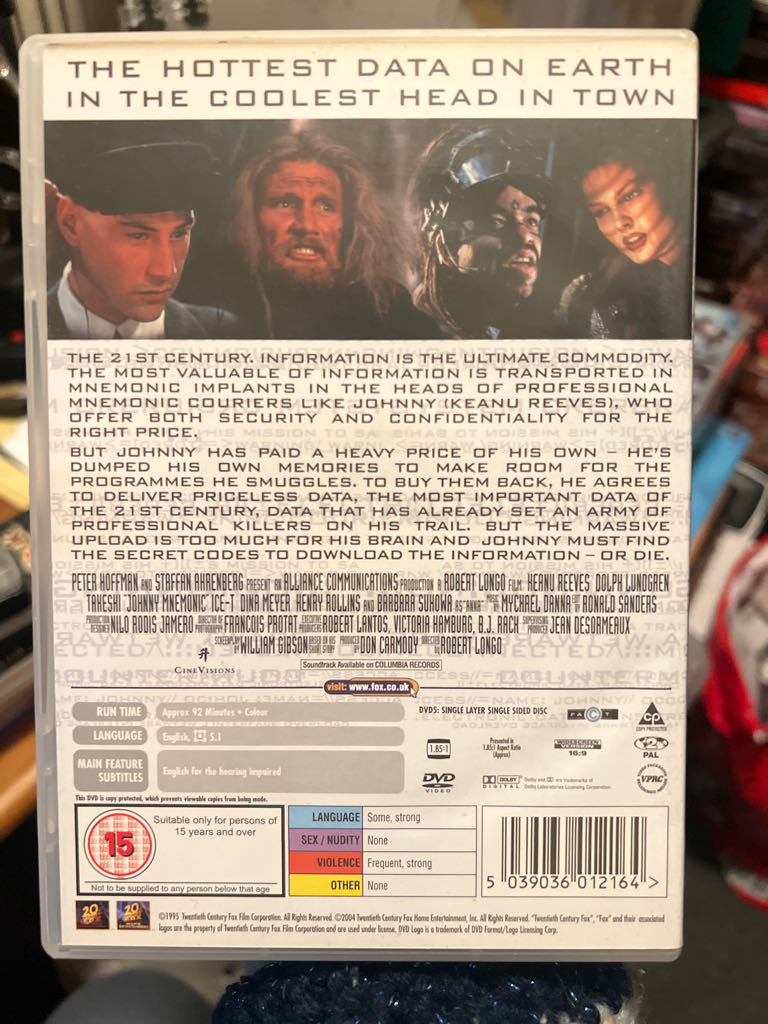 Johnny Mnemonic DVD movie collectible [Barcode 5039036012164] - Main Image 2