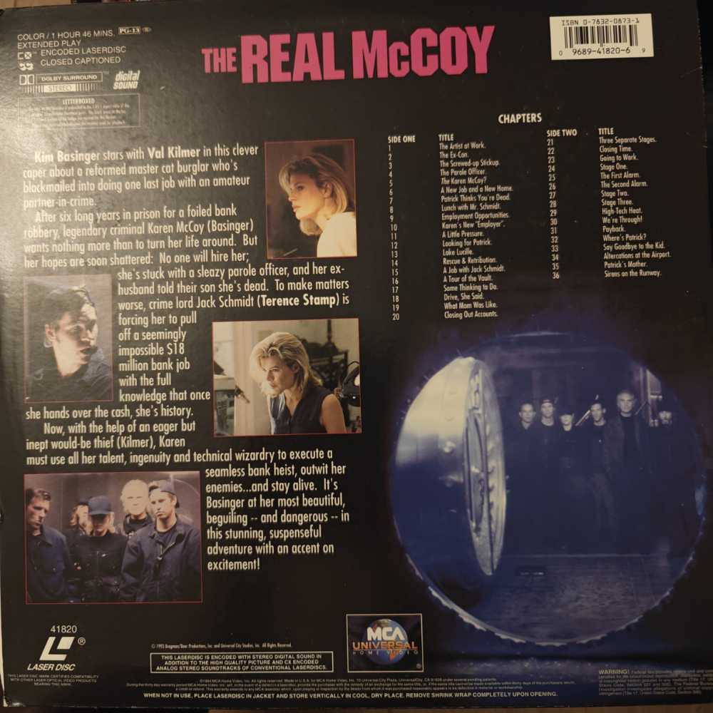 The Real McCoy Laser Disc movie collectible [Barcode 8715664049730] - Main Image 2