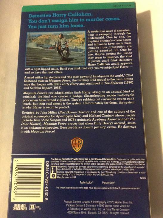 Magnum Force (1973) (Clamshell) VHS movie collectible [Barcode 085391103936] - Main Image 2