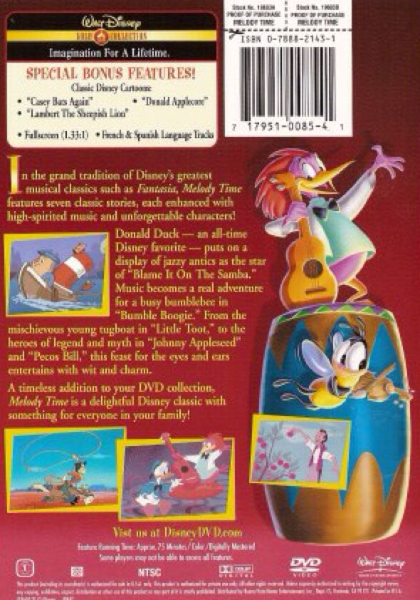 Disney’s Melody Time DVD movie collectible [Barcode 717951008541] - Main Image 2