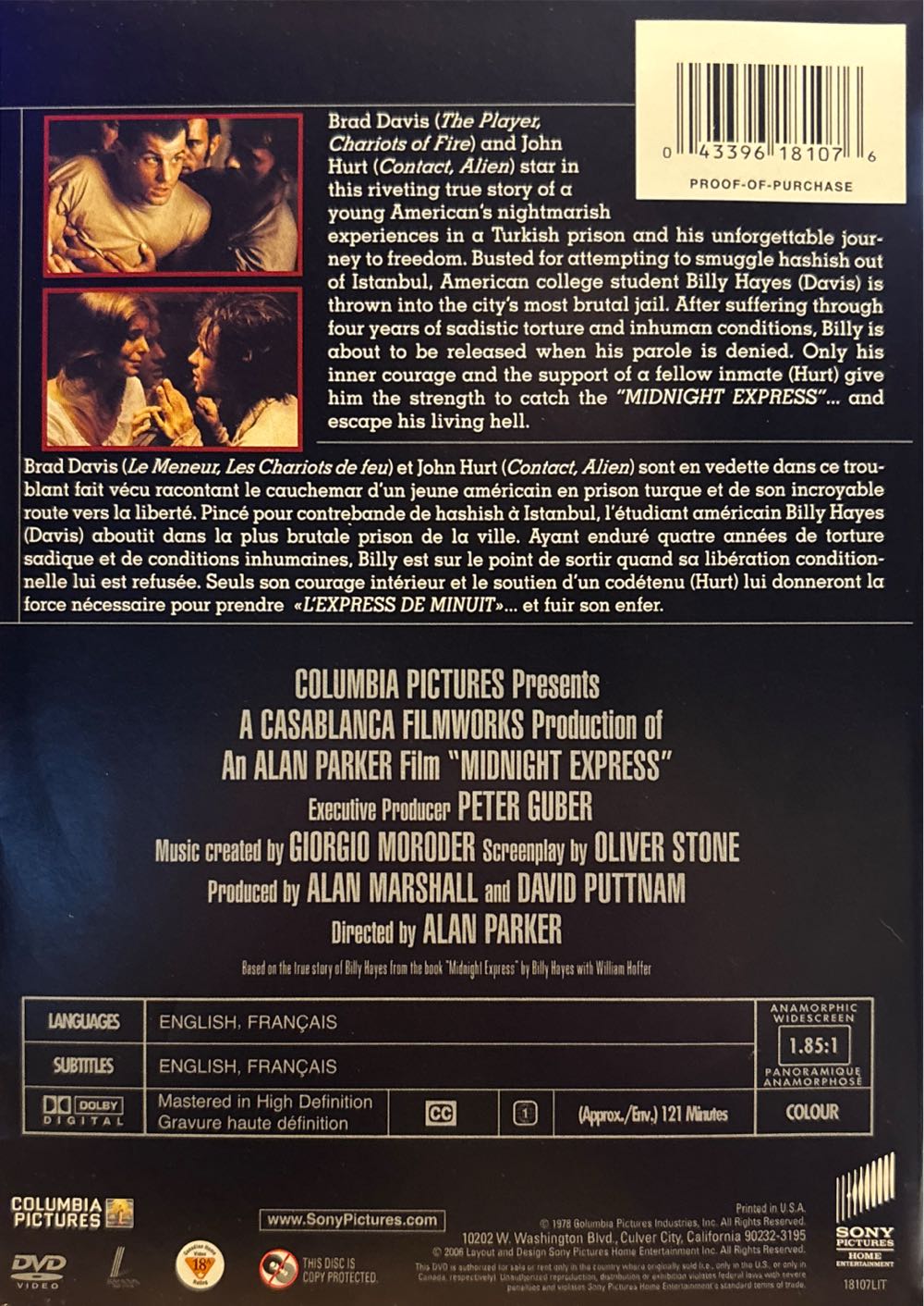 Midnight Express DVD movie collectible [Barcode 043396181076] - Main Image 4