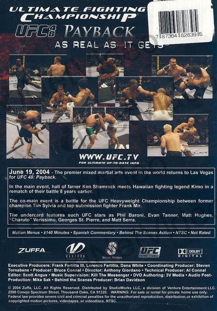 UFC 48: Payback DVD movie collectible [Barcode 634991209229] - Main Image 2