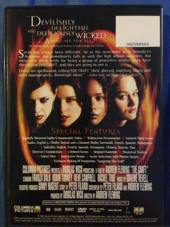 The Craft DVD movie collectible [Barcode 043396052703] - Main Image 2