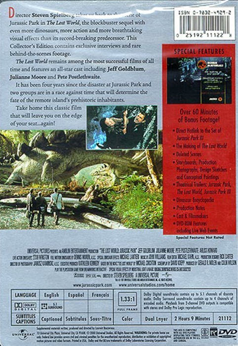 Jurassic Park: The Lost World Digital Copy movie collectible [Barcode 02519211122] - Main Image 2