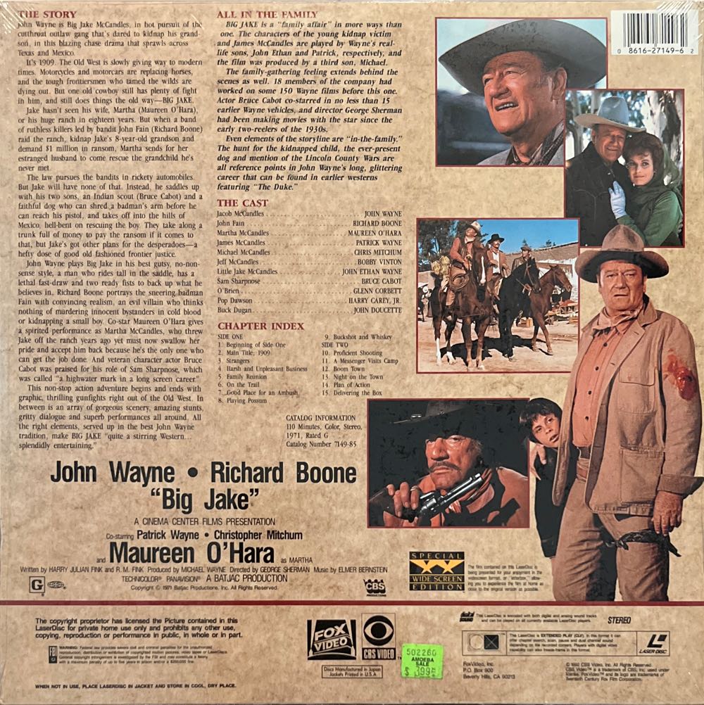 Big Jake Laser Disc movie collectible [Barcode 086162714962] - Main Image 2