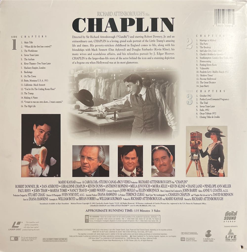 Chaplin Laser Disc movie collectible [Barcode 013023330061] - Main Image 2